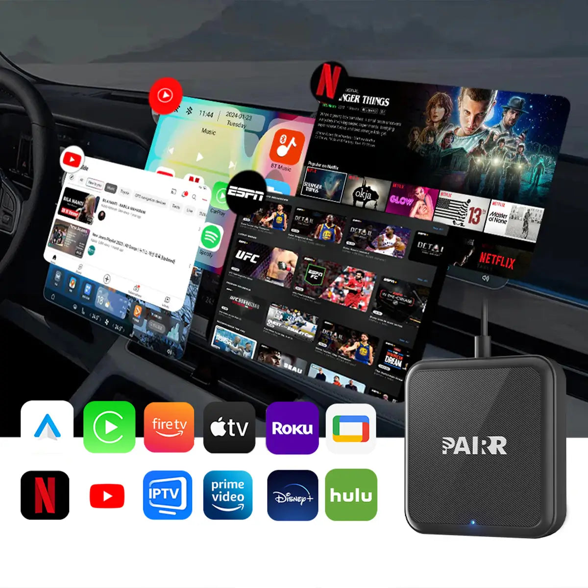 GetPairr TV-HDMI Multimedia Wireless CarPlay/Android Auto Adapter