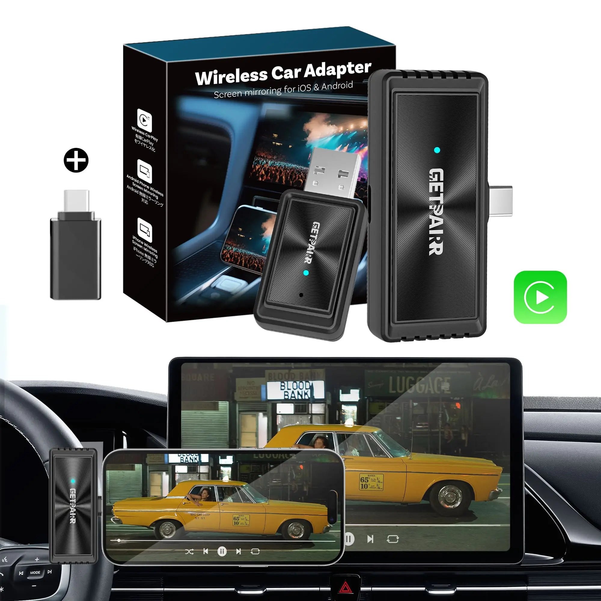 2026 新型アップグレード Pairr TV-HDMI マルチメディア ワイヤレス CarPlay/Android Auto アダプター