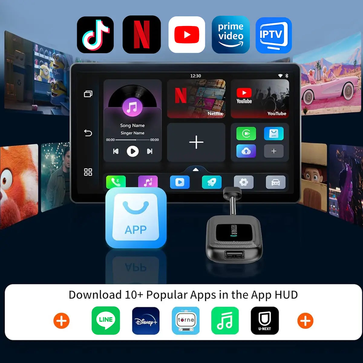 GetPairr Go · Všechno v jednom bezdrátový adaptér CarPlay a Android Auto s App Hubem
