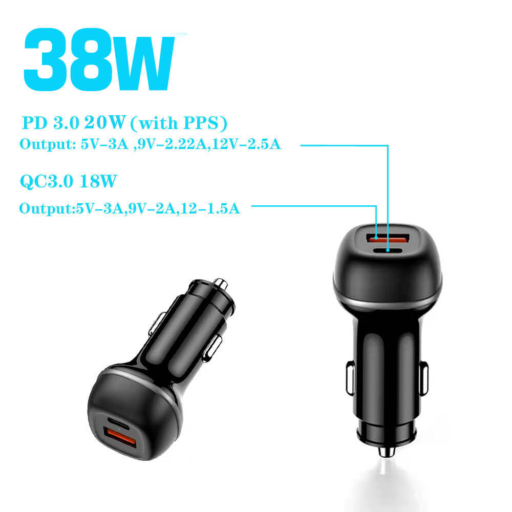 Schnelles Auto-Ladegerät Dual USB-C & USB-A