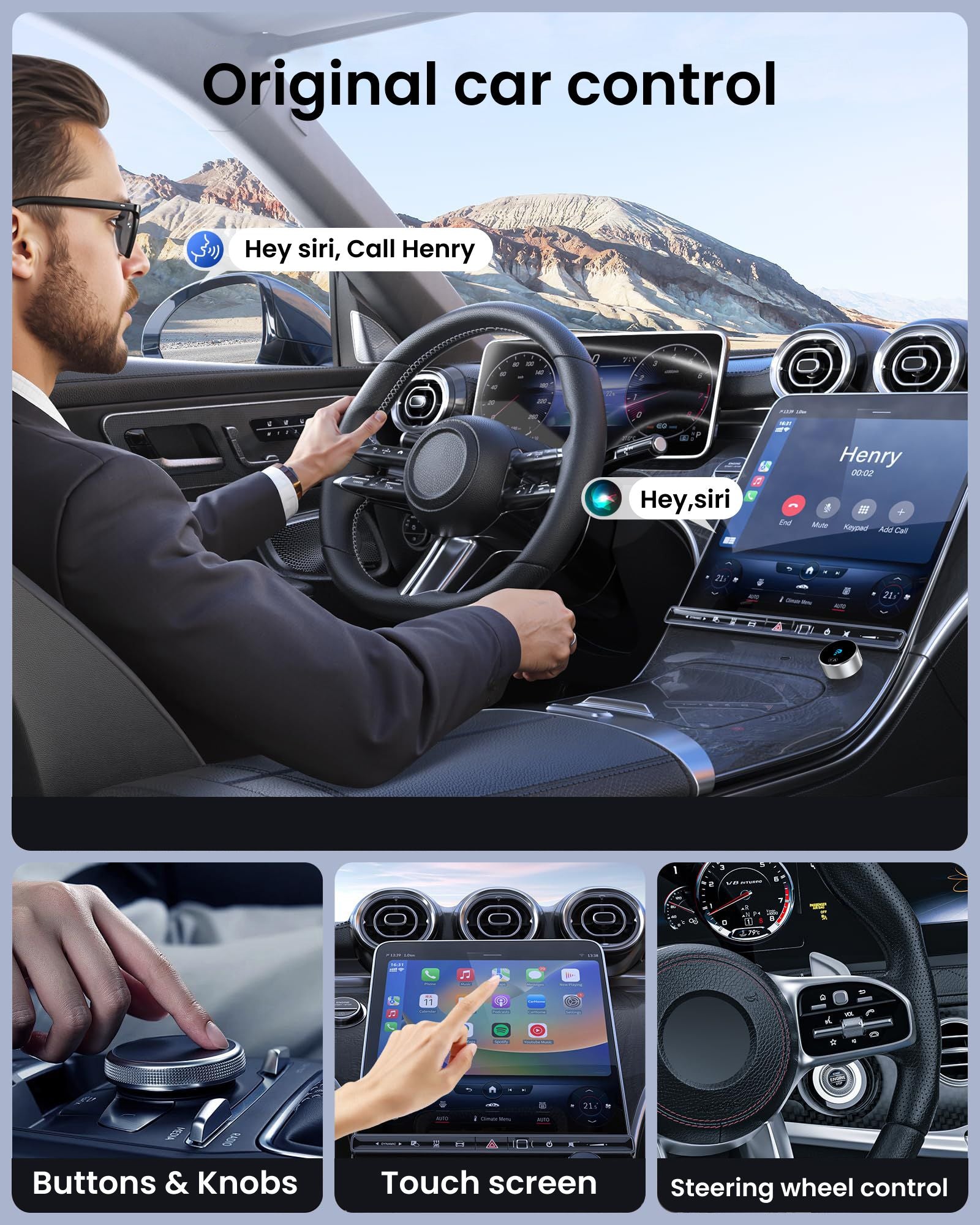 2026 NUEVO GetPairr™ MiniPod3.0 Mejorado | Adaptador inalámbrico CarPlay y Android Auto