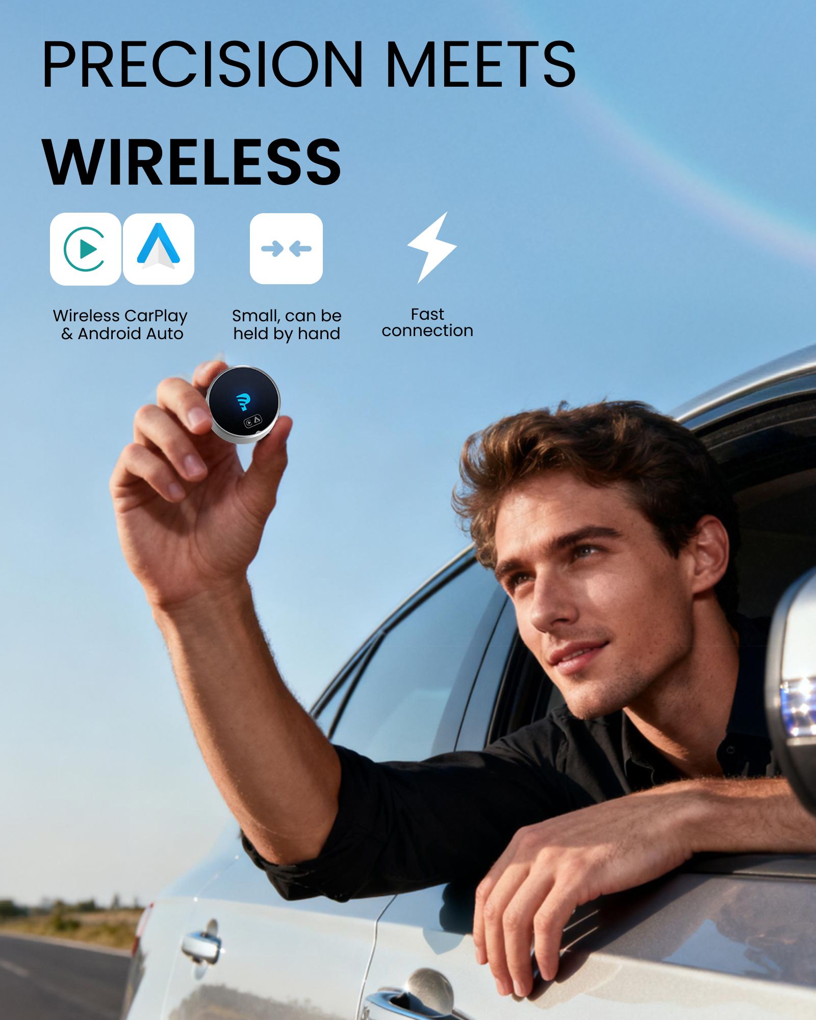 2026 Mejorado GetPairr® MiniPod3.0 | Adaptador inalámbrico CarPlay y Android Auto