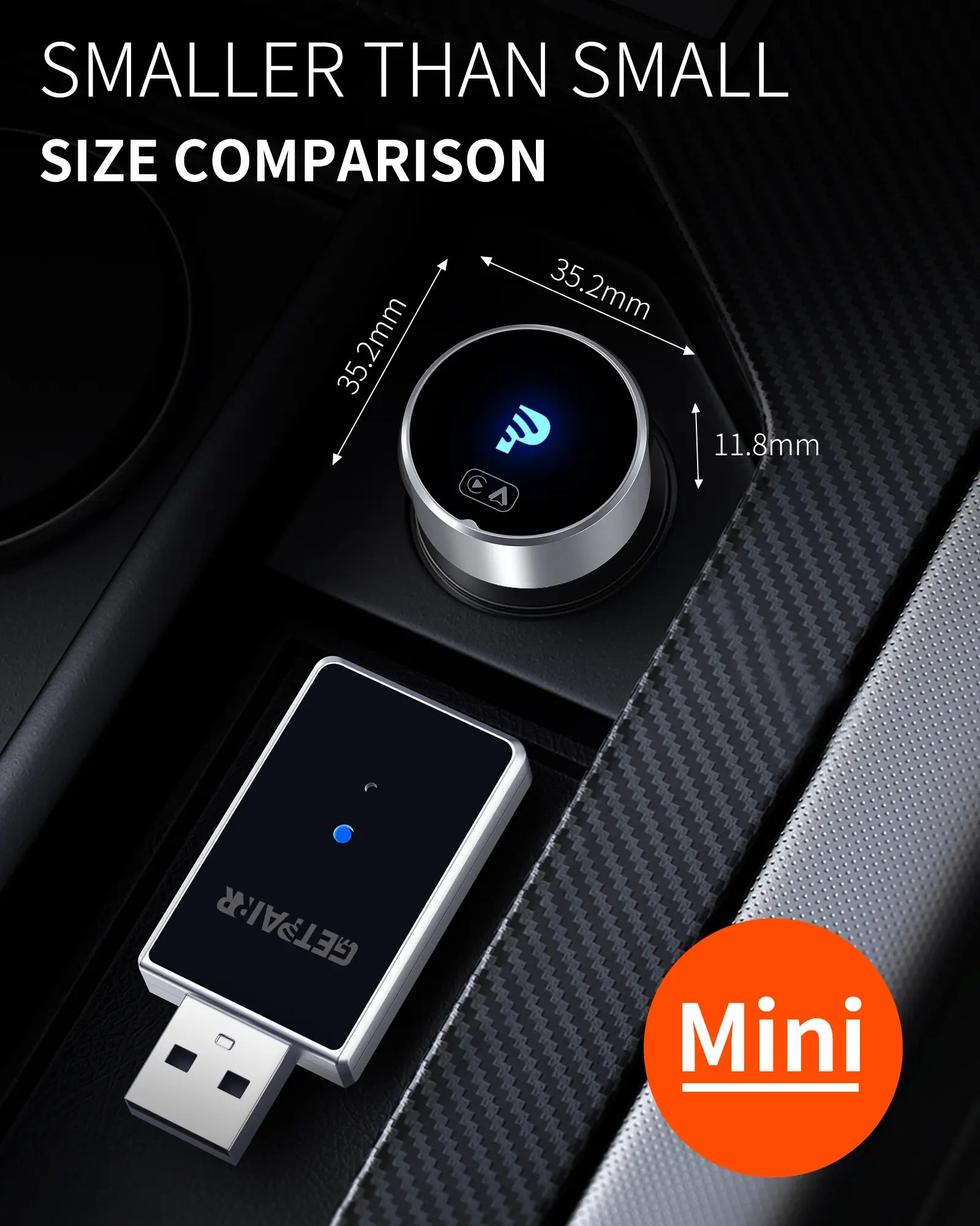 2026 Mejorado GetPairr® MiniPod3.0 | Adaptador inalámbrico CarPlay y Android Auto