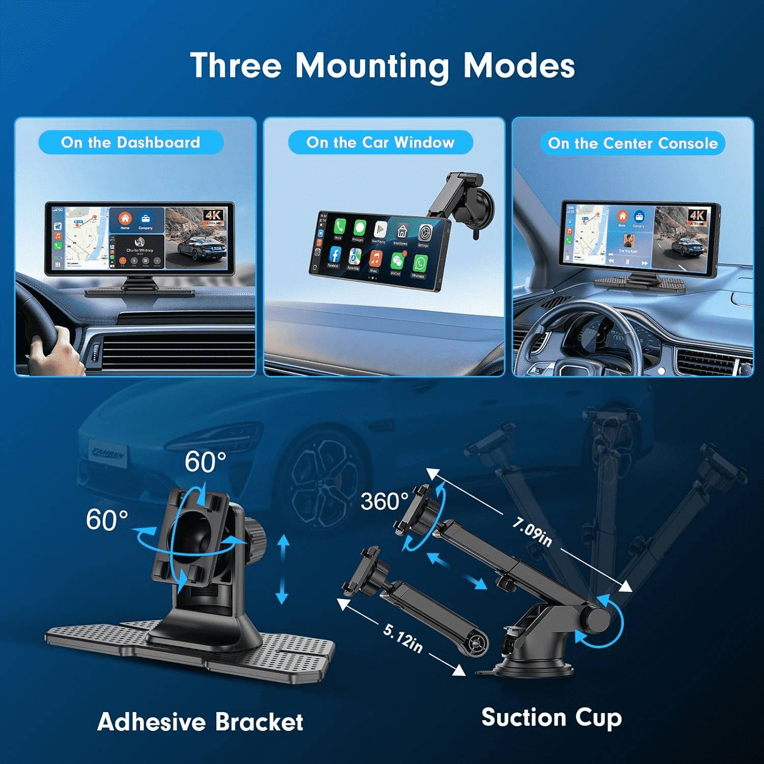 Getpairr Vista-11.4" Pantalla portátil para coche