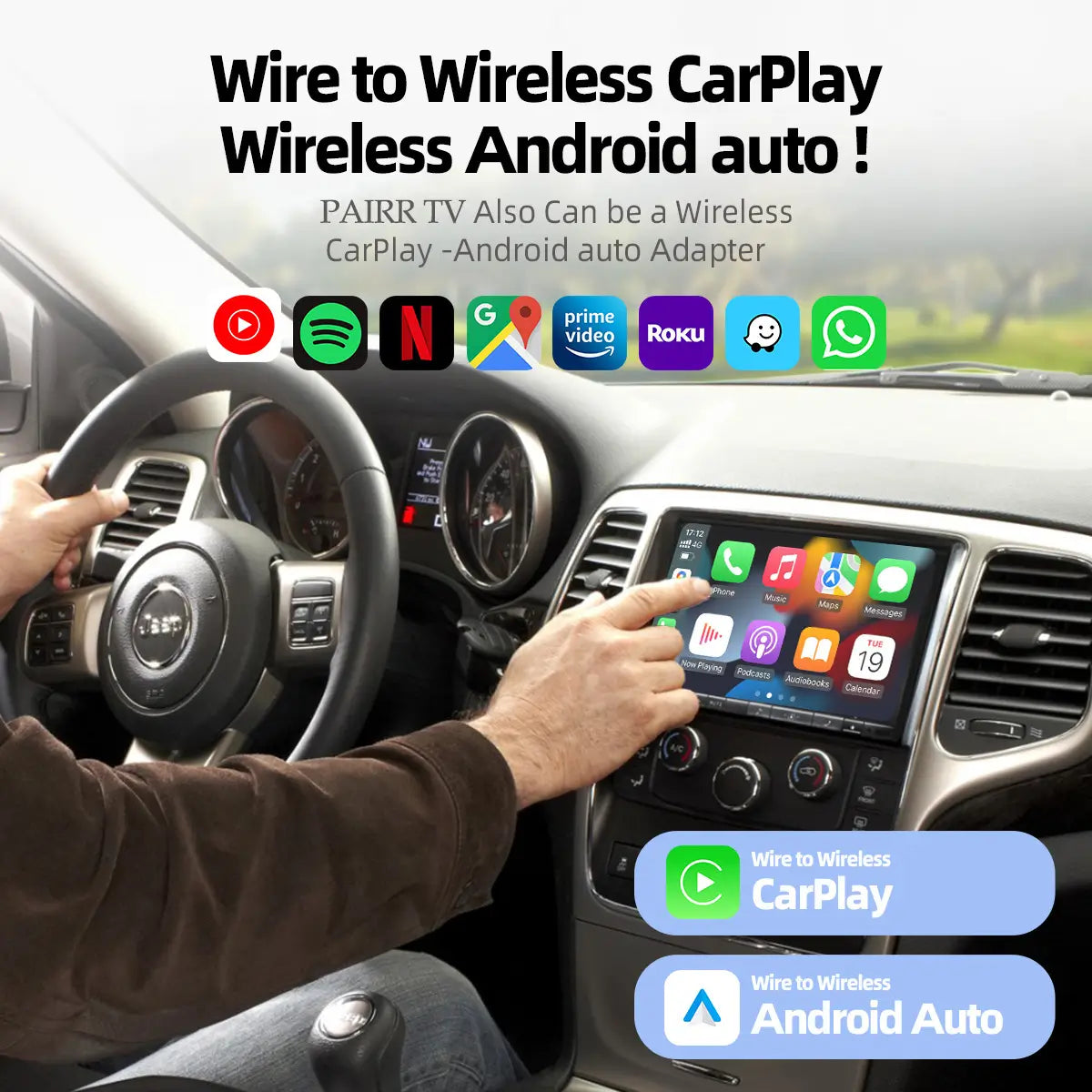 GetPairr TV-HDMI Multimedia Wireless CarPlay/Android Auto Adapter