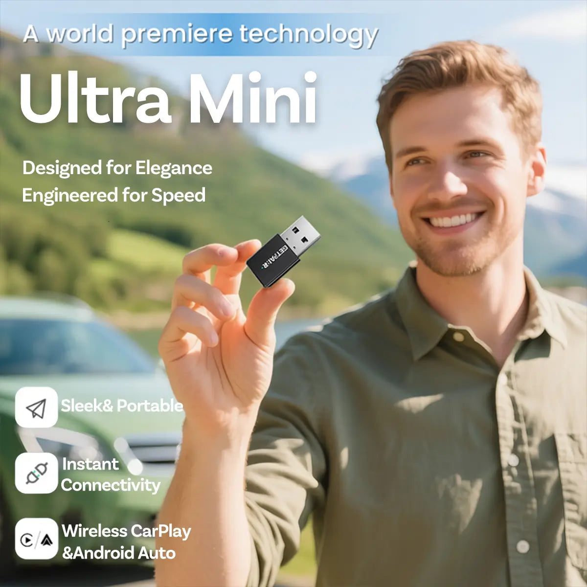 2025 GetPairr™ Magic Ultra Mini 3.0 bezdrátový adaptér CarPlay Android Auto
