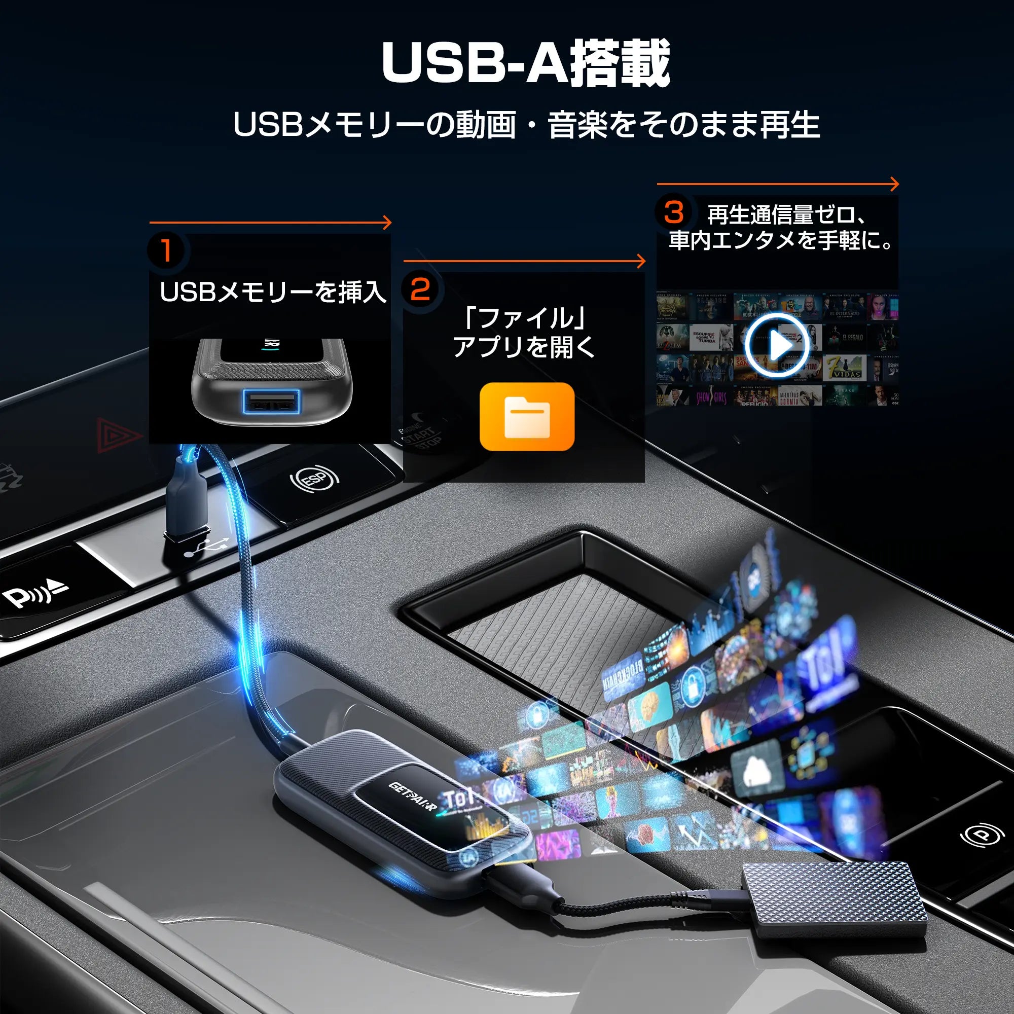 GetPairr® Go-App Hub 搭載オールインワン無線 CarPlay & Android Auto アダプター