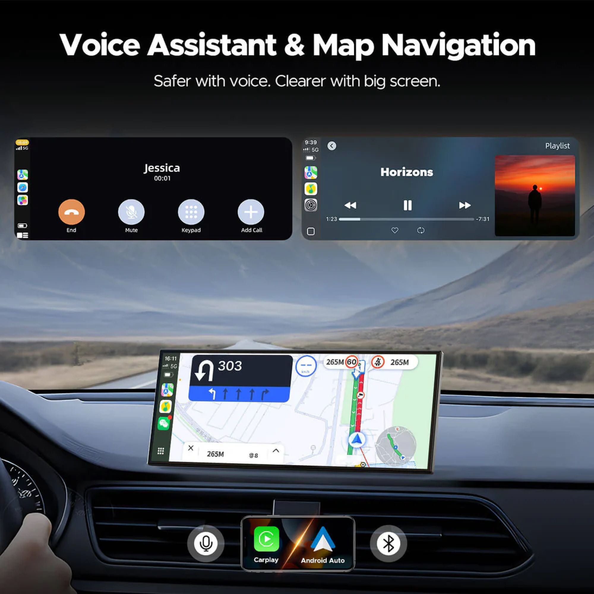 Getpairr Pantalla portátil para coche de 11.4"