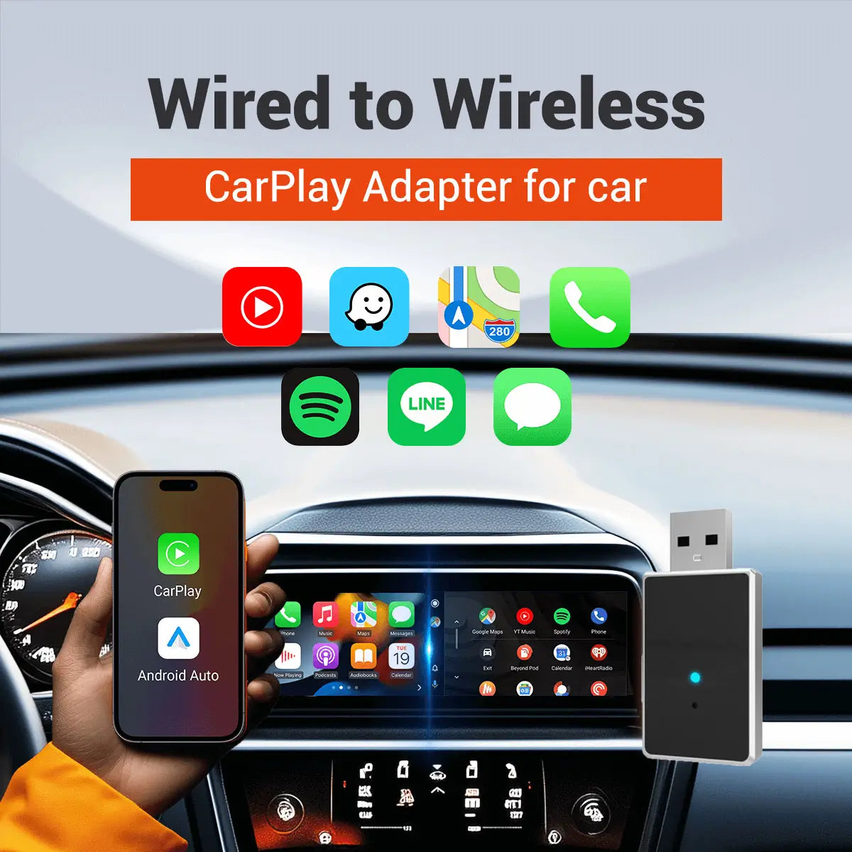 (عروض سريعة) محول Pairr® Mini CarPlay/Android Auto اللاسلكي