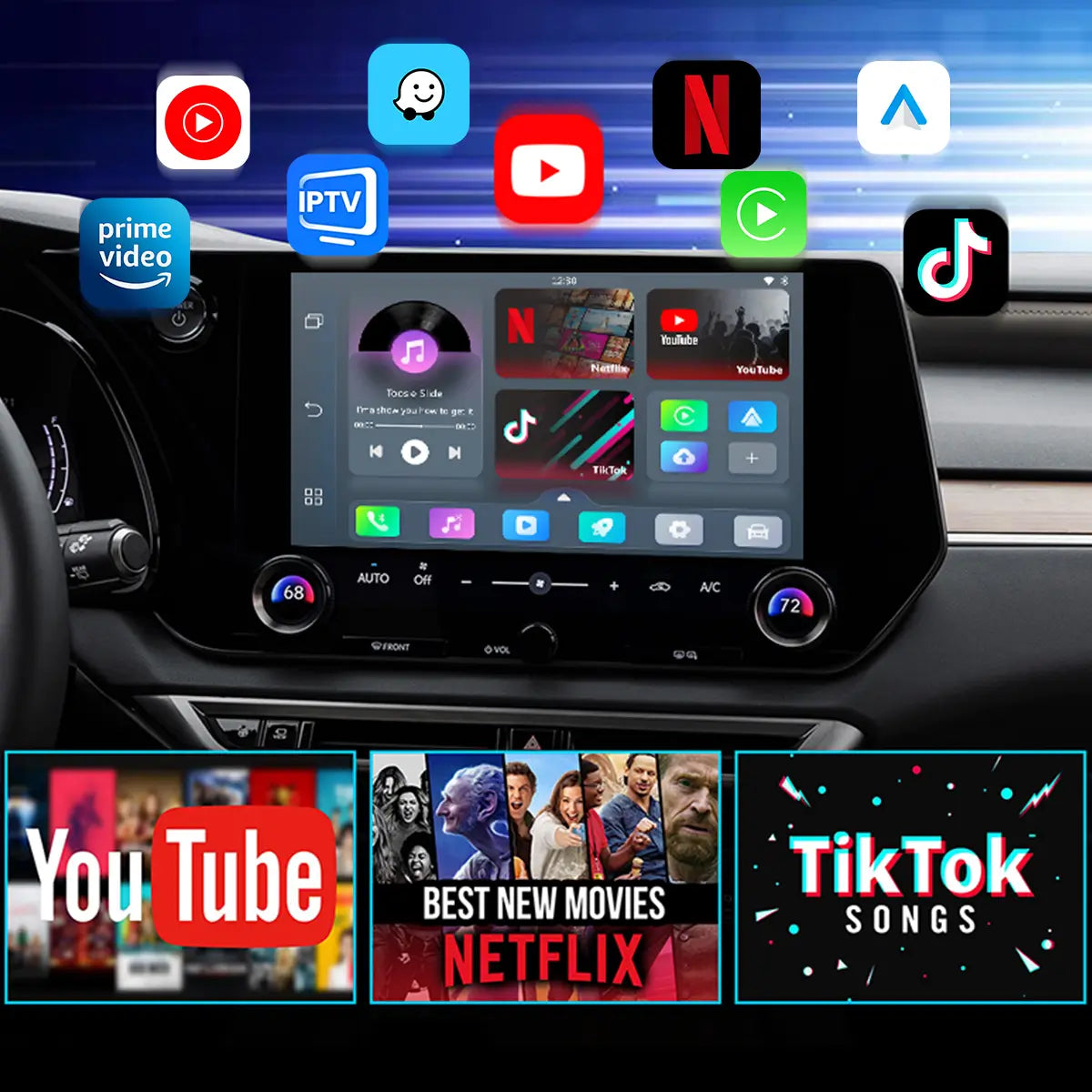 2025 NUOVO Aggiornamento Pairr Max Pro-Netflix /YouTube/ IPTV/TikTok Wireless CarPlay/ Android Auto Car Box