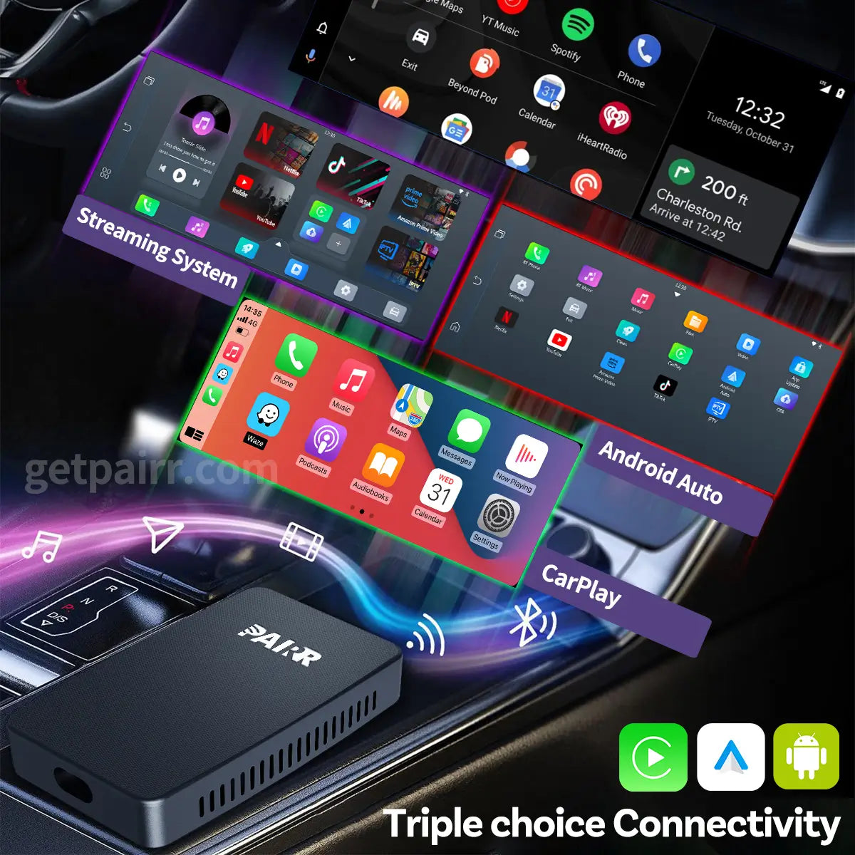 2025 NUOVO Aggiornamento Pairr Max Pro-Netflix /YouTube/ IPTV/TikTok Wireless CarPlay/ Android Auto Car Box