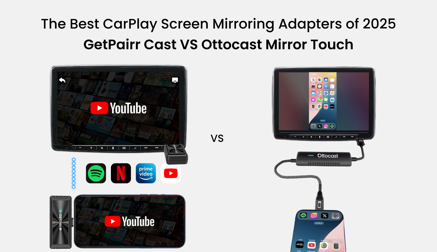 The Best CarPlay Screen Mirroring Adapters of 2025|GetPairr Cast vs. Ottocast Mirror Touch