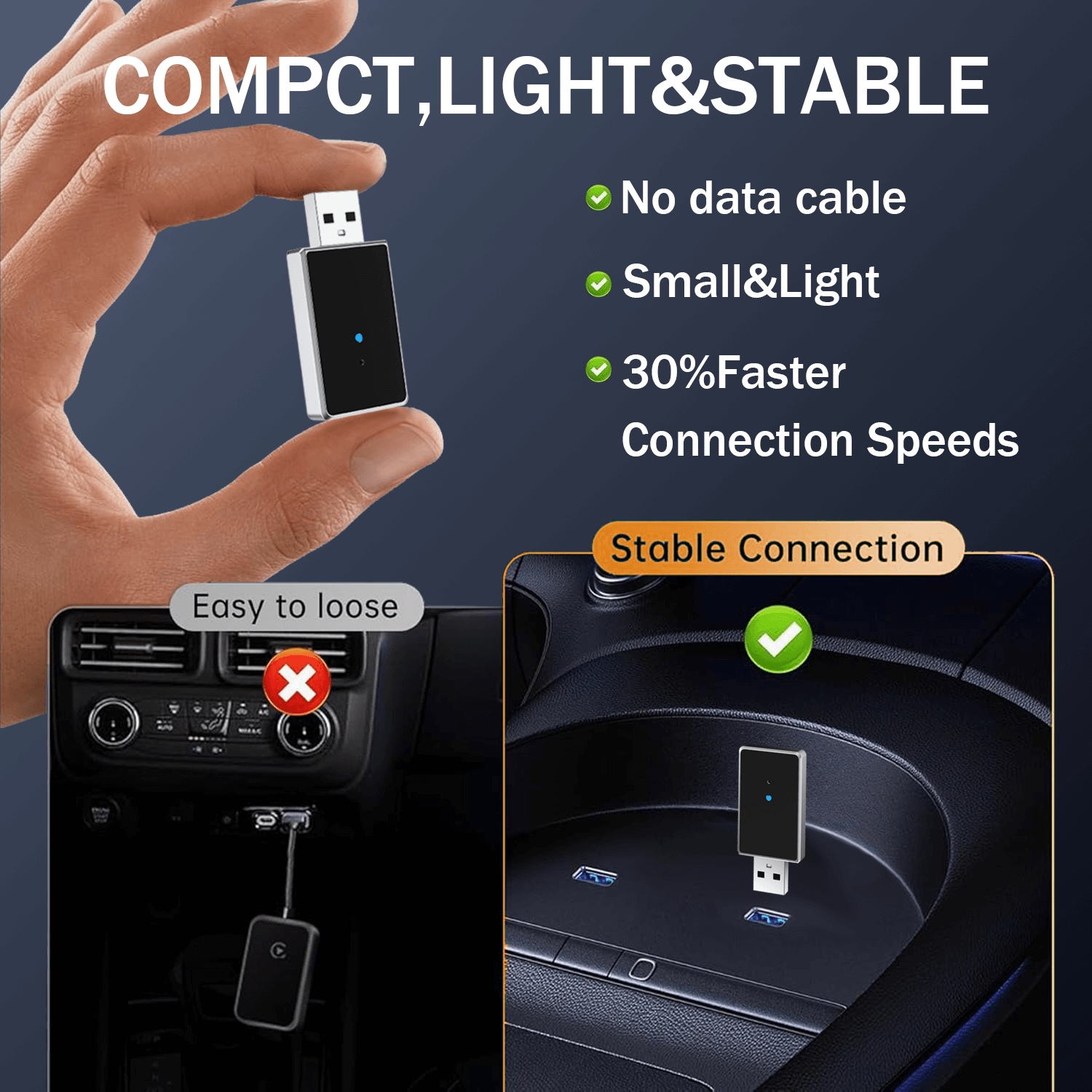 (عروض فلاش) محول GetPairr® صغير لاسلكي لـ CarPlay/Android Auto