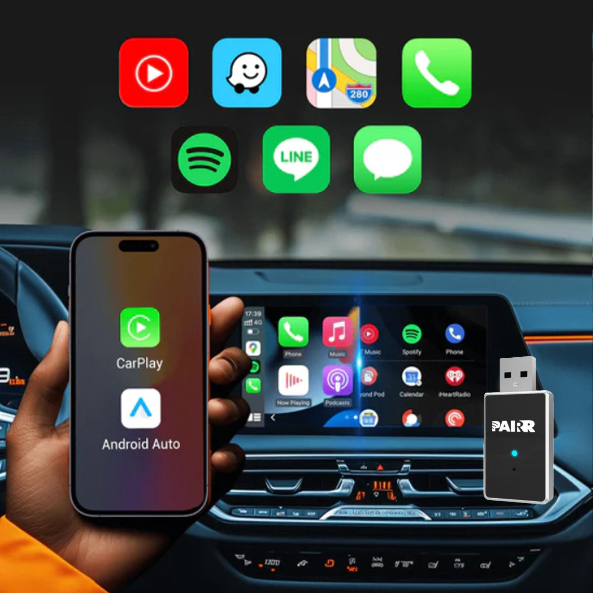 ⏳ Offerta lampo di 5 ore! Non perdere! 🔥 Adattatore wireless 2 in 1 Pairr Mini- CarPlay/Android Auto