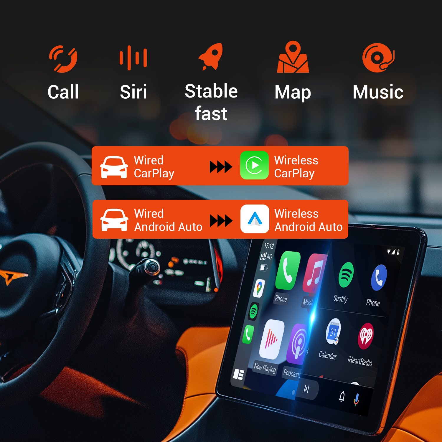 Wired CarPlay/Android Auto2 in 1 to wireless