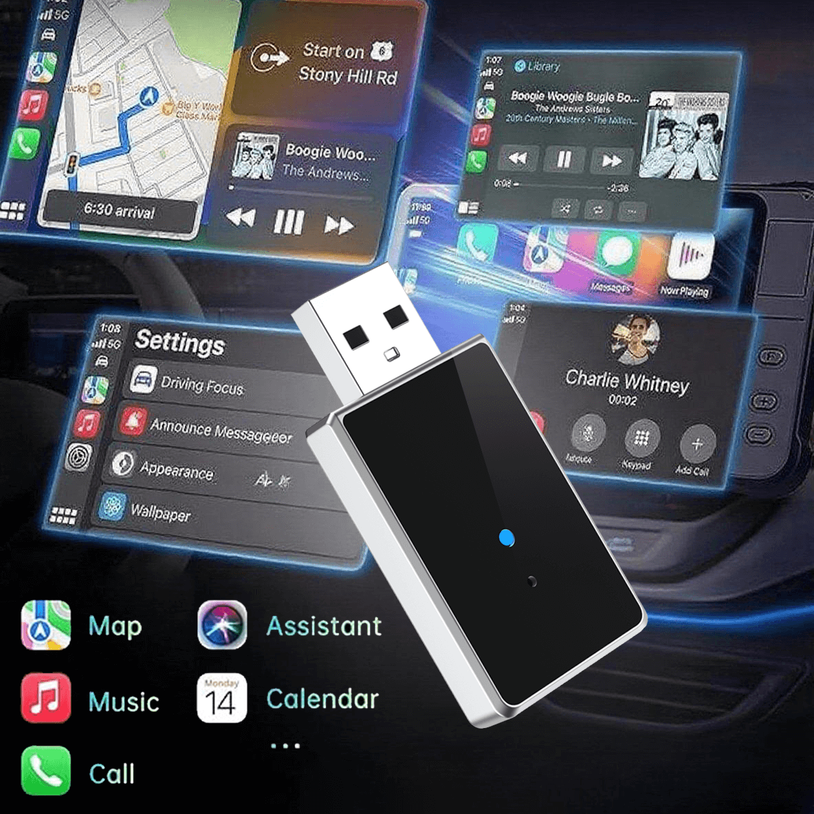 (عروض فلاش) محول GetPairr® صغير لاسلكي لـ CarPlay/Android Auto