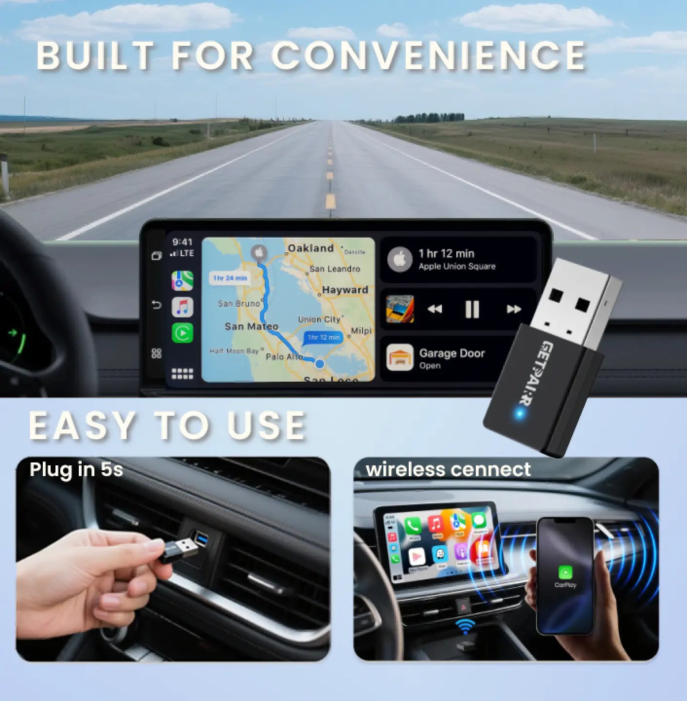 2025 GetPairr™ Magic Ultra Mini 3.0 kabelloser CarPlay Android Auto Adapter