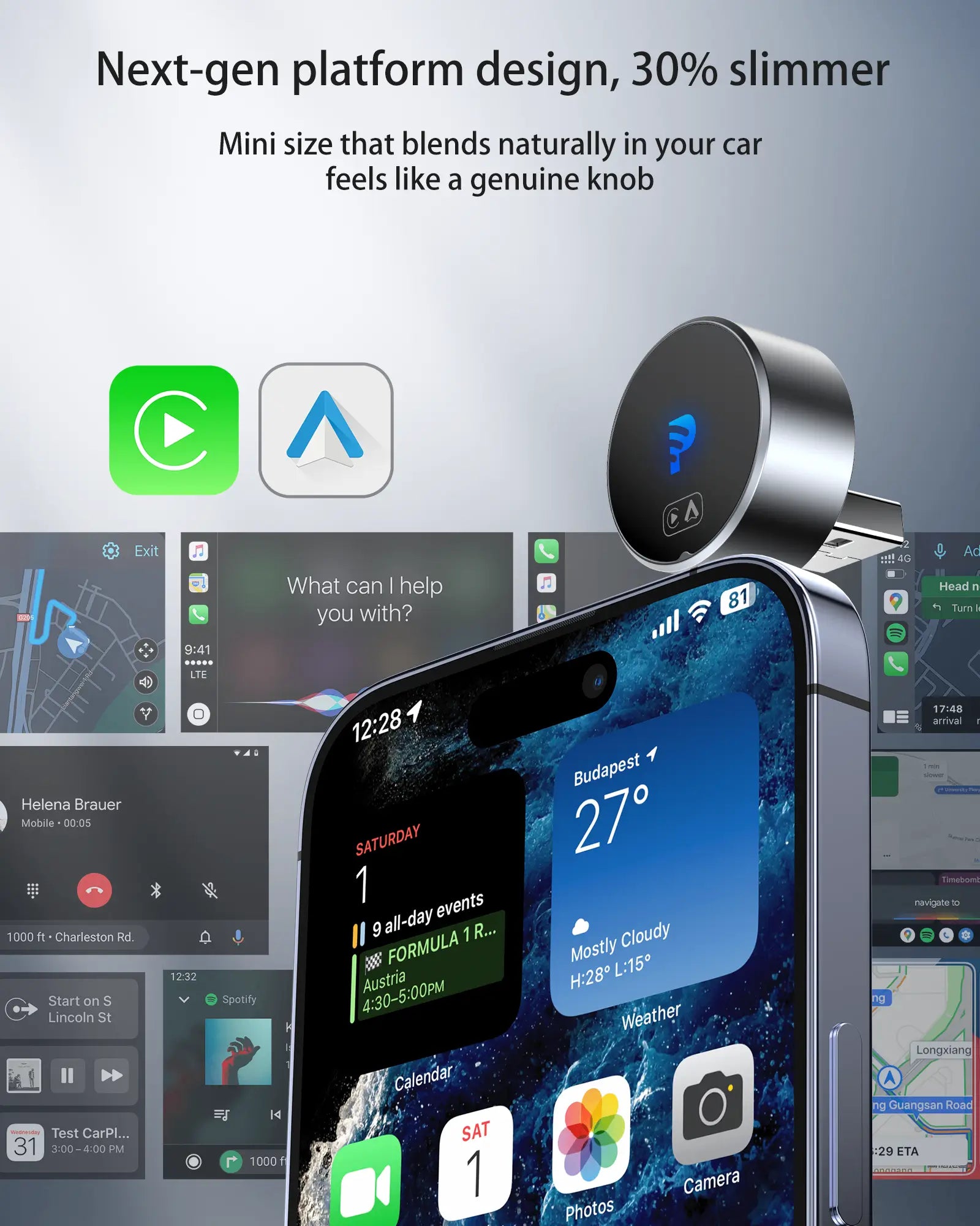 2026 Mejorado GetPairr® MiniPod3.0 | Adaptador inalámbrico CarPlay y Android Auto