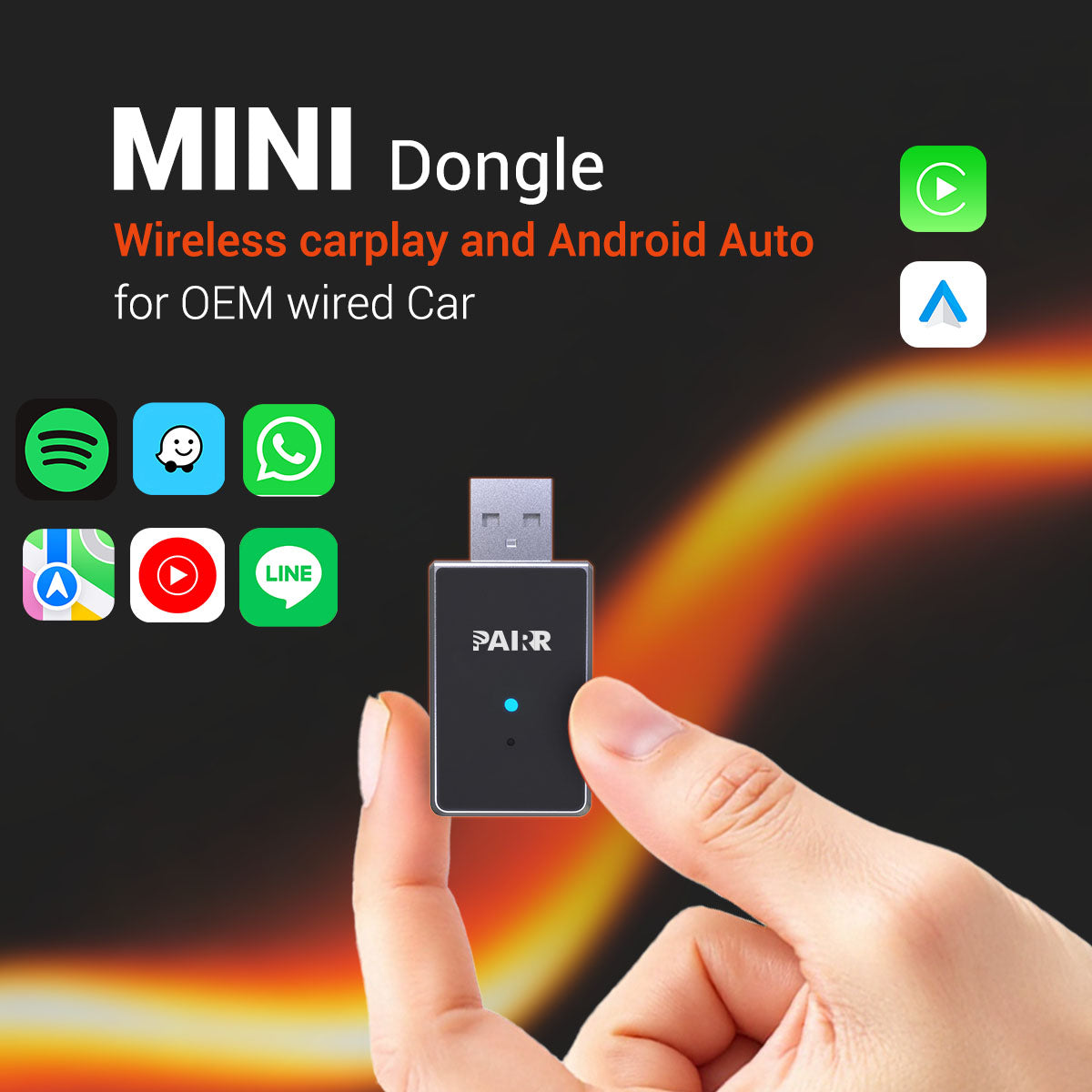 ⏳ Offerta lampo di 5 ore! Non perdere! 🔥 Adattatore wireless 2 in 1 Pairr Mini- CarPlay/Android Auto